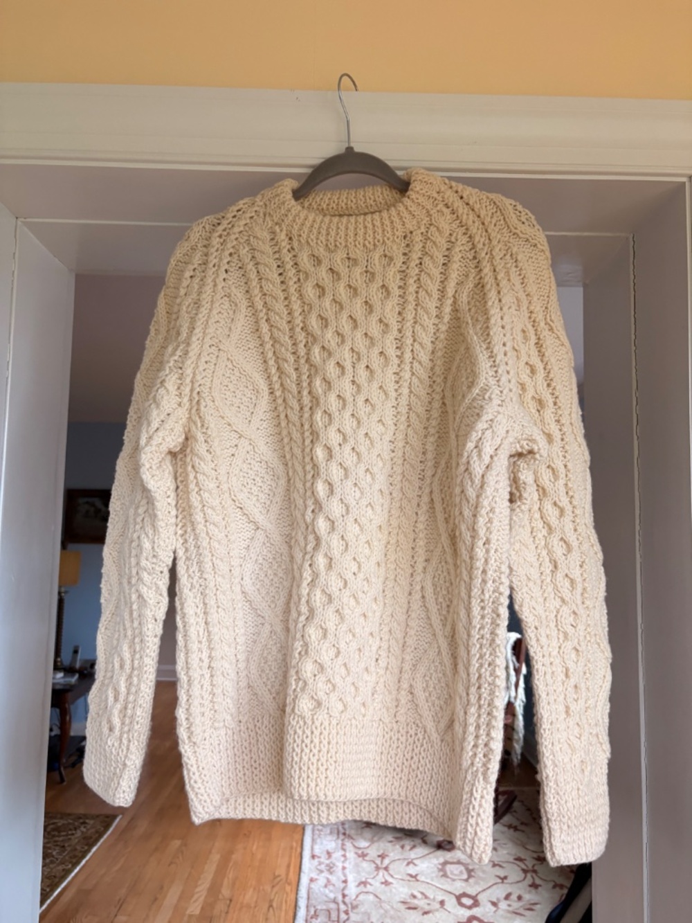 Kennedy of Ardara Pristine Heavy Wool Fisherman's Ivory Cream Cable Sweater